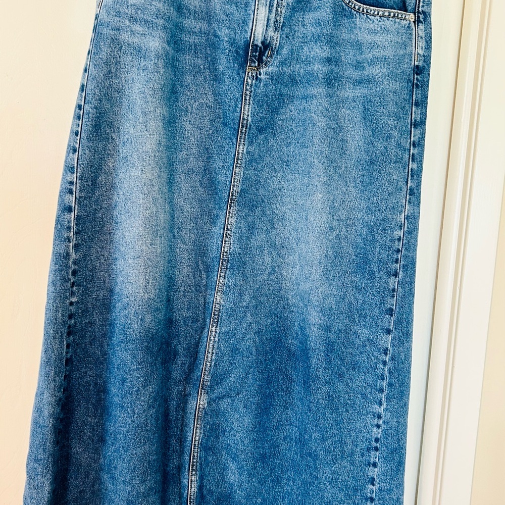 Classic Blue Denim Raw hemmed Skirt